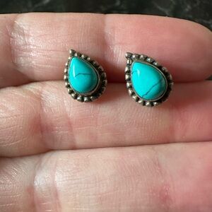 Turquoise Teardrop Stud Earrings